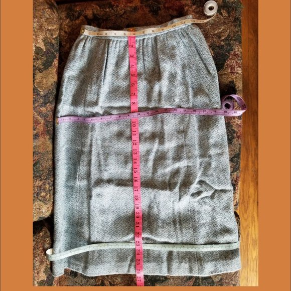 Unique, vintage 80s, lined, A-line skirt, gathered waist, S, pale blue, handmade - Picture 3 of 4